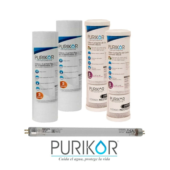 Kit de mantenimiento 12 meses para equipos de filtración básica con UV Purikor KIT12-FB3UV