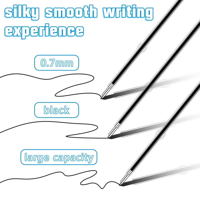 Maoww 60pcs/set Easy To Ballpoint Pen Refills Metal Smooth Writing Stylus Pens Refills Rotating Pen Ink 3Set