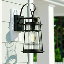 Montauk 1 Light Black Dusk to Dawn Coastal Outdoor Wall Lantern Clear Glass
