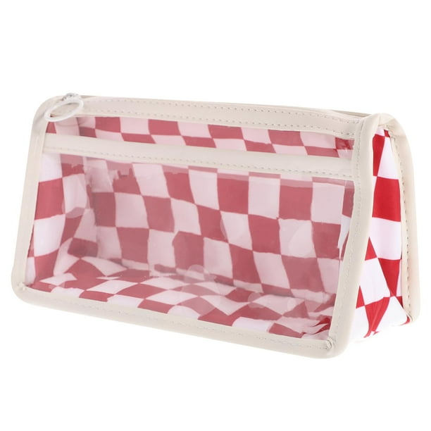 Estuche para lápices de tablero de ajedrez, estuches para lápices transparentes, bolsas para lápices con cremallera, estuche para bolígrafos antiarañazos, bolsa para bolígrafos portátil