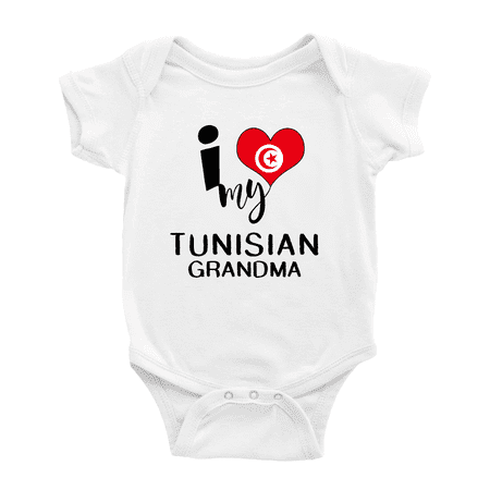 

I Heart My Tunisian Grandma Tunisia Love Flag Baby One-Pieces (White 12-18 Months)