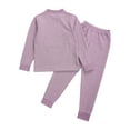 thumbnail image 6 of Yhong Youth Kids Boys Girls Striped Thermal Underwear Winter Base Layer Long Johns Set Thermal Top with Leggings Set Purple 3-4, 6 of 7