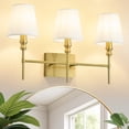 thumbnail image 2 of 5-Light Vanity Lights for Bathroom,41 in Vintage Black Bathroom Vanity Light Fixtures,with Flared White Fabric Lampshade for Bedroom,Living Room,Foyer,Hardwired,E12 Base, 2 of 7