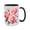 Black, variant on 15oz Floral Elegance Rose Print Mug - Beautiful Pink Roses Design, Ceramic Coffee Cup, Gift for Her