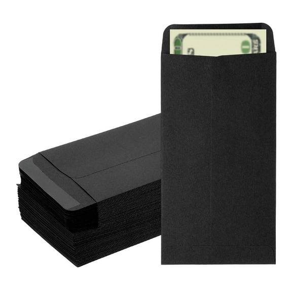 Uxcell Money Envelope, 100 Pcs 6.5" x 3.5" Cash Holder for Checks Coins, Black