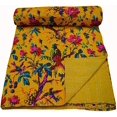 thumbnail image 2 of Indian Handwoven Bird Print Kantha Quilt, Quilted Bedspread,Traditional Look Gudri, Blanket Size (Twin Size - 60" x 90"), 2 of 3