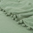 thumbnail image 6 of Move Over Green Bedding Set 4 Pieces Solid Green Sheet Set Pom Poms Fringe Pattern Shabby Chic Deep Pocket Bedding Queen, 6 of 8