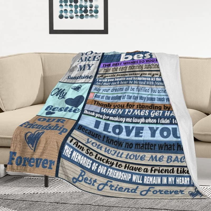 Bestie Gifts to My Bestie Blanket Best Friend Christmas Birthday Gift for Women Sister Girls Custom Long Distance Friendship Present for her Ultra Soft Throws Blankets 60 inchx50 inch