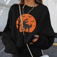 thumbnail image 2 of Chandails en Molleton d'Halloween pour Femmes Imprimé Squelette de Citrouille Surdimensionné Automne Chaud Doux Manches Longues Col Rond Pull Tops, 2 of 5