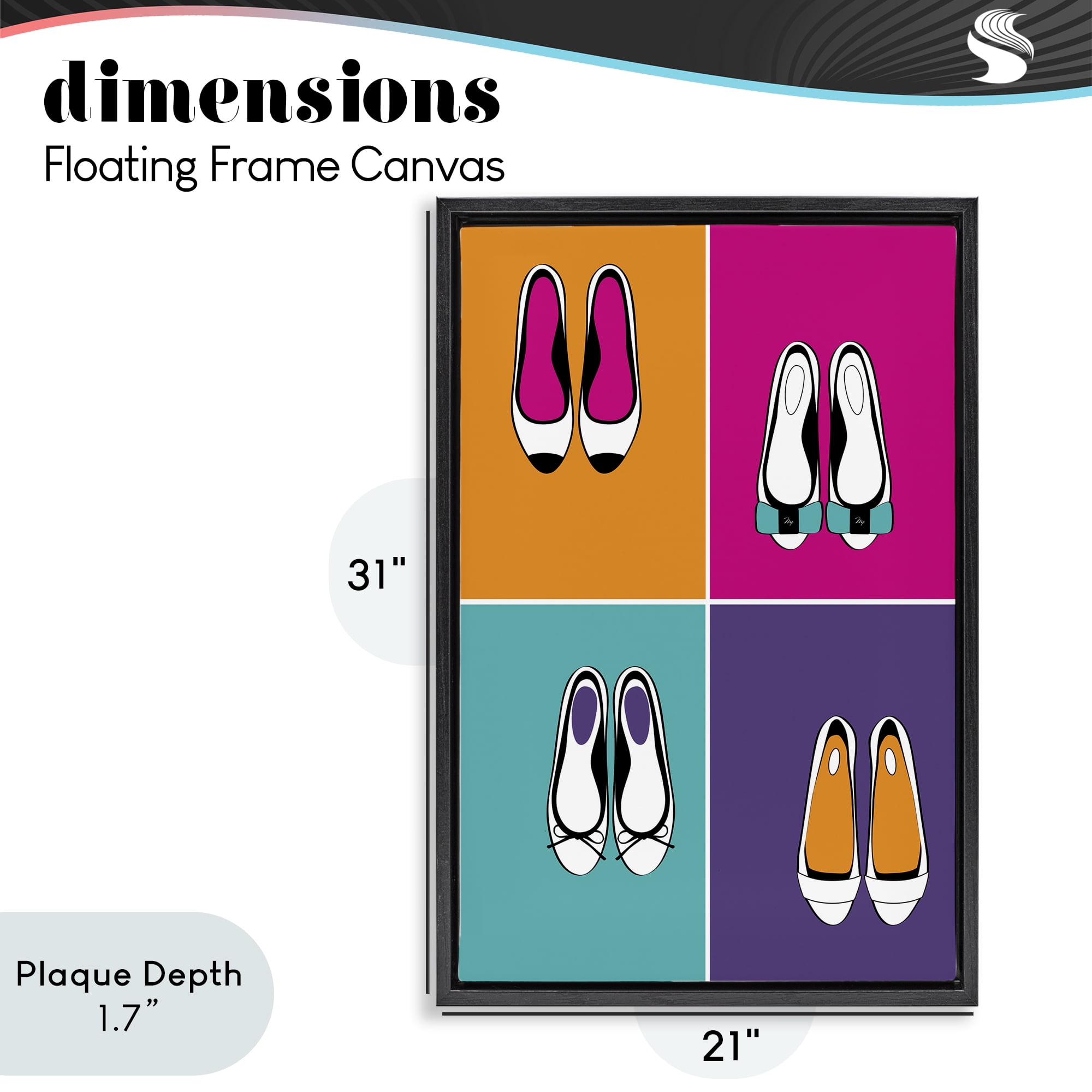 Stupell Industries Bold Pop Trendy Flats Black Framed Floater Canvas Wall Art, design by Martina Pavlova