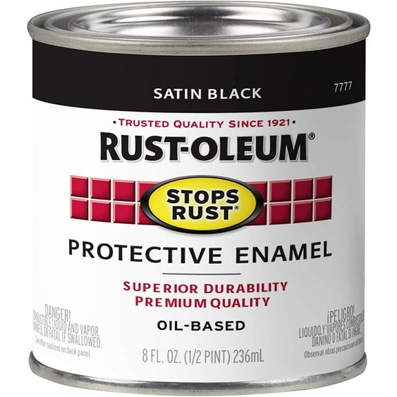 Rust-Oleum Stops Rust Protective Enamel Paint - Durable, Oil-Based, Satin Black - 8 Ounce