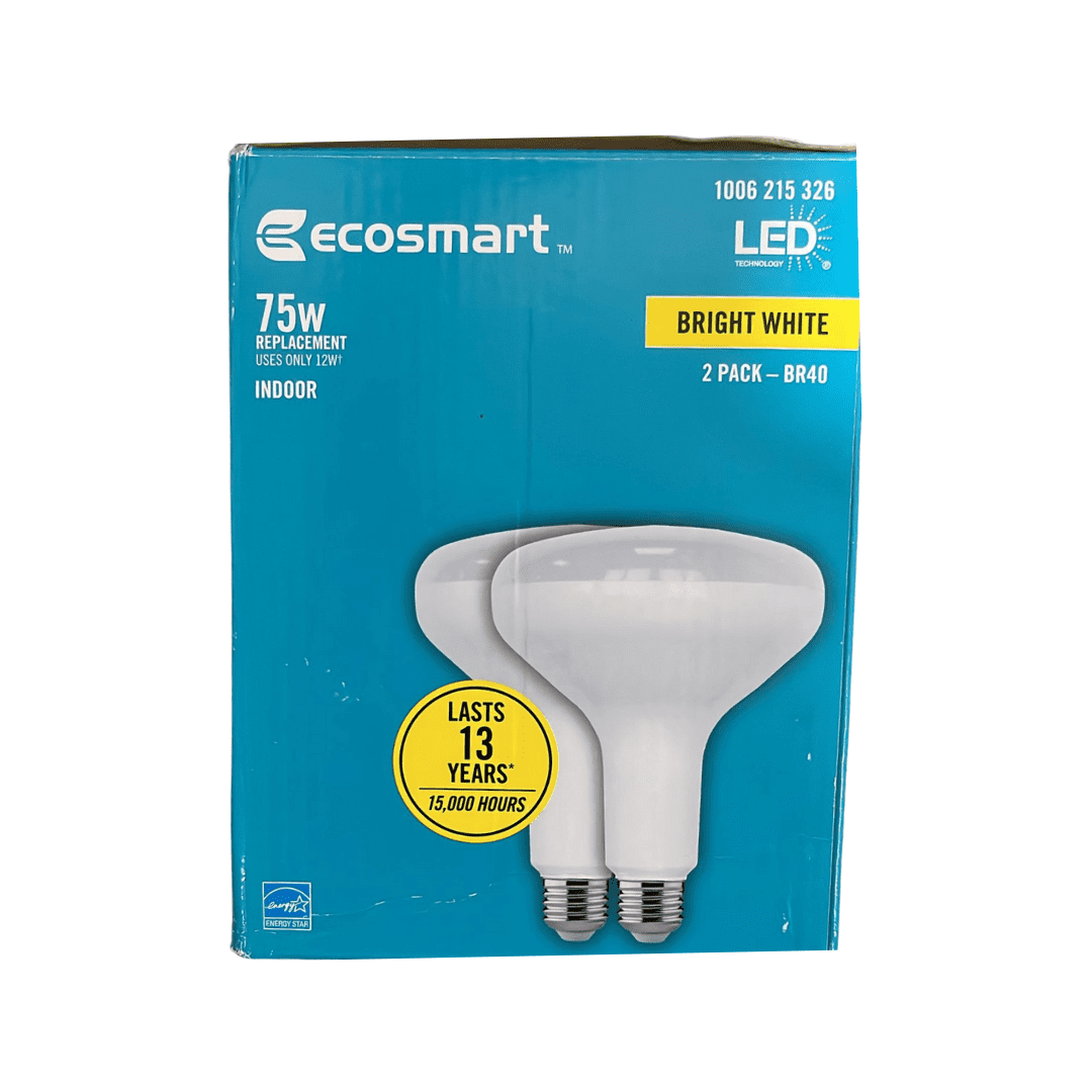 EcoSmart 75-Watt Equivalent BR40 Dimmable LED Light Bulb, Bright White (2-Pack)