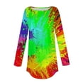 thumbnail image 4 of Sakmal Long Sleeve Womens Tops&nbsp;Plus Size Crew Neck Tie Dye Tunic Ladies Shirts and Tops, 4 of 5