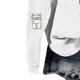 thumbnail image 4 of Cute Cat & Heart Graphic Girls White Cropped Hoodie - Fleece Lined Long Sleeve, Soft Stretch 95% Polyester 5% Spandex, Size 110-160 for 4-12 Years,Size 11-12T, 4 of 5