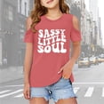 thumbnail image 2 of Girls Tshirts Graphic Letter Print T Shirt Short Sleeve Shoulder Cut-Out Casual Crewneck Basic Tees Girls T Shirts Size 7-8 Years, 2 of 6