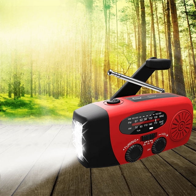 Radio portátil solar de mano con alarma meteorológica AM/FM/NOAA, radio para prevención de desastres y emergencias al aire libre