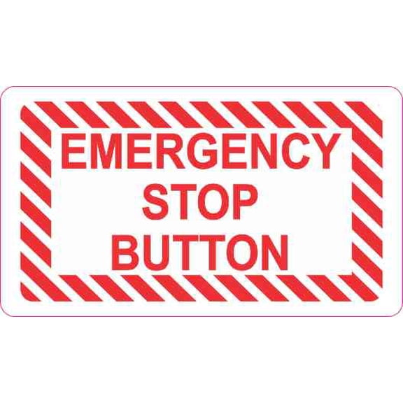 3.5in x 2in Emergency Stop Button Sticker Vinyl Decal Sign Stick