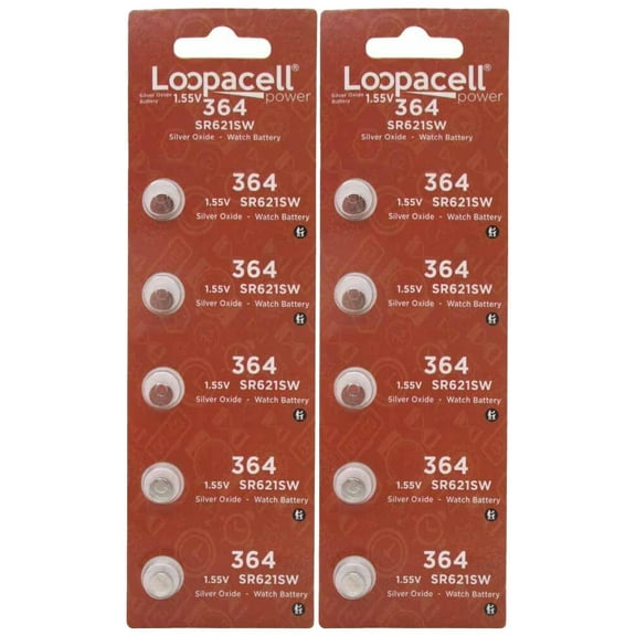 LOOPACELL 364 SR621SW Silver Oxide 10 Batteries
