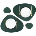 thumbnail image 2 of Juego de 2 manteles individuales y posavasos de piel sintética, forma de adoquín, aislamiento térmico, resistente a las manchas y antideslizante (verde oscuro, 2), 2 of 5