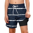 thumbnail image 2 of ATOGUTA Boy Swim Shorts with Liner Bathing Suits Summer Quick Dry Swimwear Swim Trunks Size 5T-14, Navy, 2 of 6