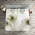 thumbnail image 2 of Ambesonne Peacock Quilted Coverlet 3 Pcs, Turquoise Minimalistic, King Size, Turquoise Brown, 2 of 2