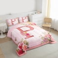 thumbnail image 4 of Homewish Letter P Monogrammed Full Size Comforter Sets,Romantic Flower Bedding Comforter Set,Colorful Floral Bedding Sets For Girls Kids,Microfiber Room Decorative Reversible,3 Pieces, 4 of 9