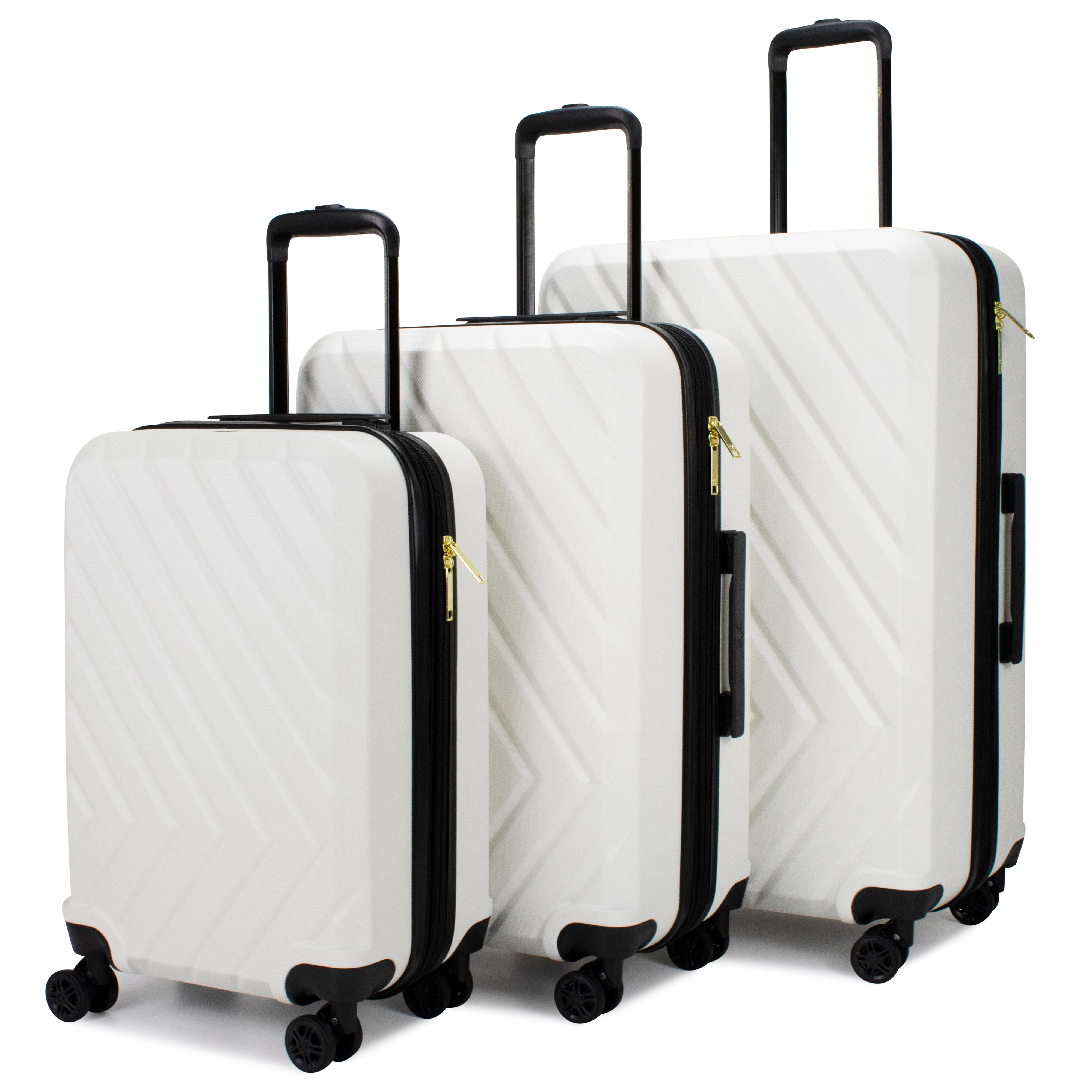 white hard luggage