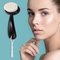 thumbnail image 2 of Unique Bargains 1 Pc Soft ABS Nylon Wool Cleansing Brush with Dots Curved Handle Black White 4.65"x2.09", 2 of 4