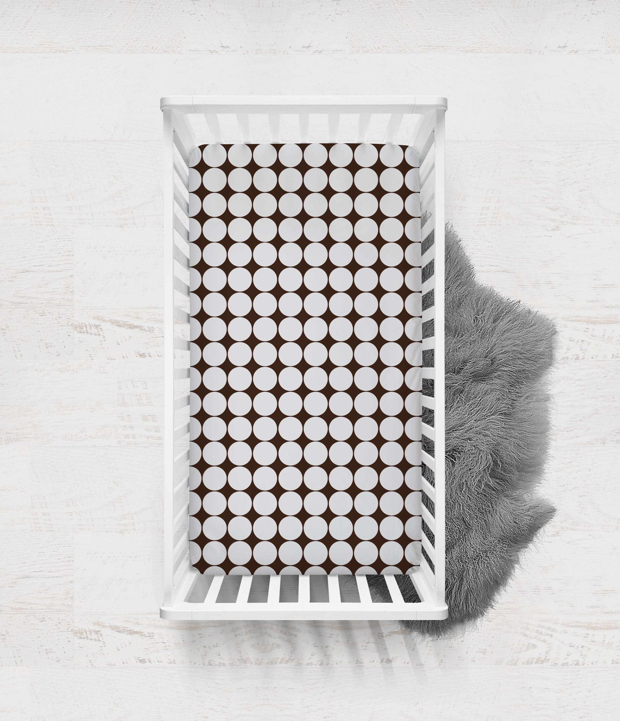 Crib or Toddler Bed Fitted Sheet 100% Cotton Percale, Dots Stripes Houndstooth Chocolate