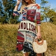 thumbnail image 4 of London Icons Collage-2 Flare Dress Square Neck Dress Elegant Female Fashion Printed Dress, 4 of 9
