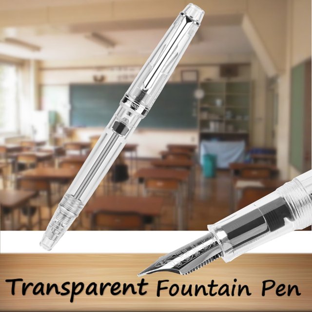 Nouveau PENBBS 268 Stylo Plume Transparent à Remplissage sous Vide Résine Fine 0.5mm