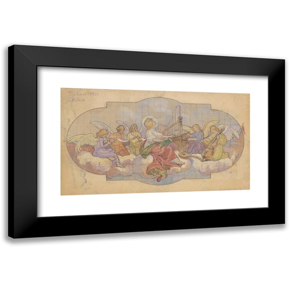 Jozef Hanula 14x10 Black Modern Framed Museum Art Print Titled - Angelic Choir (1901)