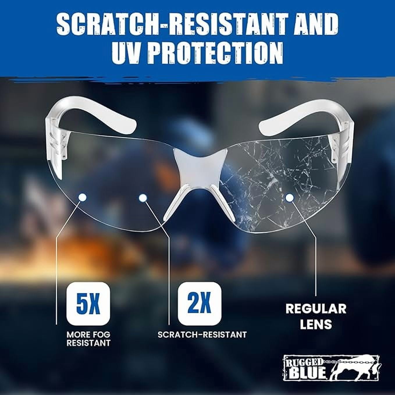 Safety Glasses with Readers - Clear | Polycarbonate Frame with UV400 Protection | Scratch Resistant Coating Bifocal Wrap Around Safety Glasses | 1.0-12PK