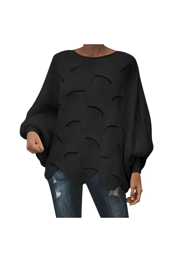 Cozy Sweaters For Women Sevevn Women's Fashion Pullover Dolman Sleeved Round Neck Knitted Sweater
