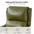 thumbnail image 4 of Wingback Genuine Leather Recliner Set of 2 with Nail Head Trim & Tapered Block Feet for Bedroom in Olive, 4 of 9