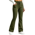 thumbnail image 2 of LMIHMI Womens Flare Leggings with Pockets Drawstring High Waist Bootcut Yoga Pants Stretch Bell Bottoms(Army Green,XX-Large), 2 of 5