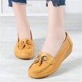 thumbnail image 4 of Women Loafers Leather Rubber Sole Slip On Walking Flats Casual Moccasin Boat Shoes, 4 of 5