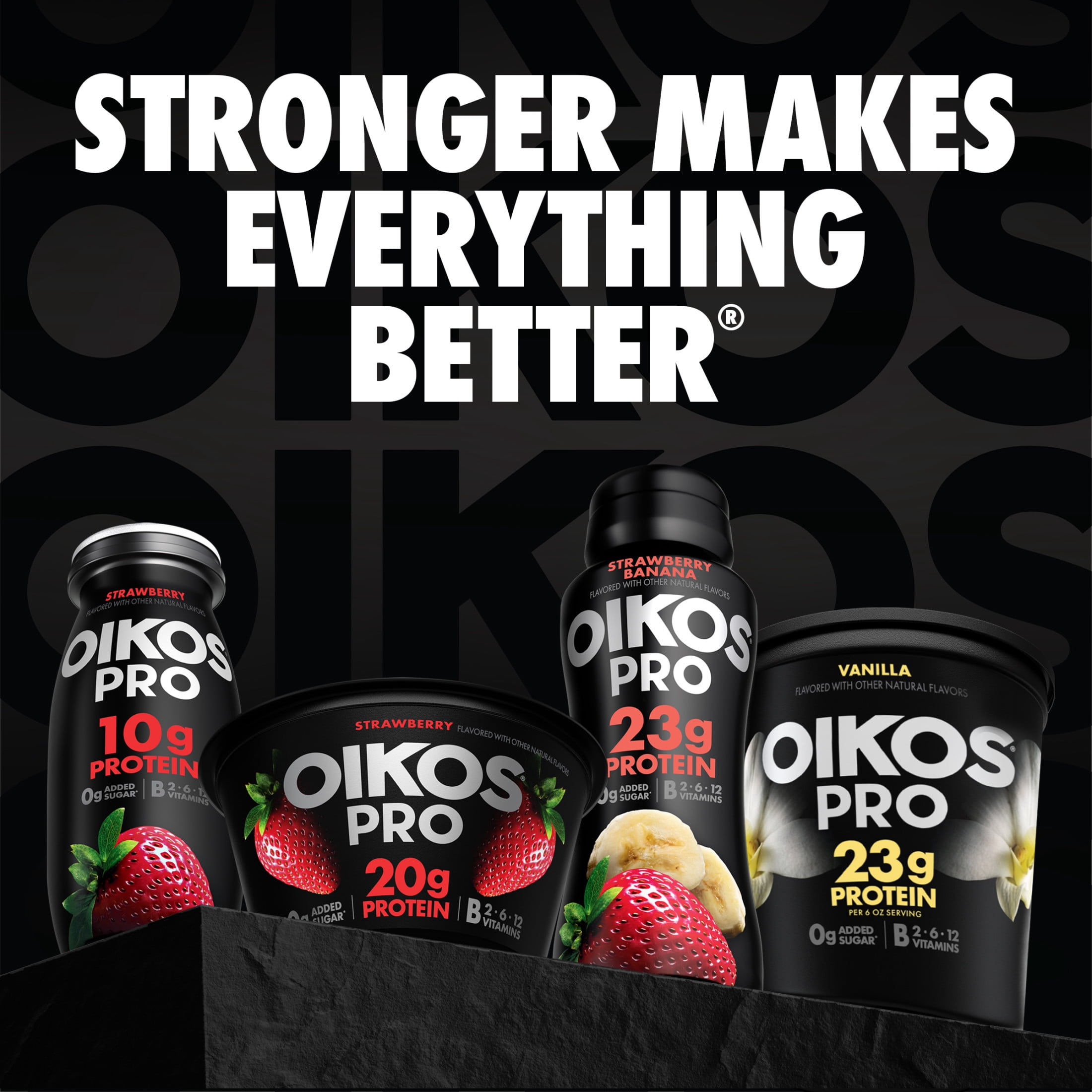Oikos Pro 23g Protein, Strawberry Banana Cultured Dairy Drink Bottle, 7 fl oz