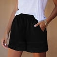 thumbnail image 6 of Bermuda Shorts for Women JIANLAI Fashionable Lightweight Lace-Decorated Shorts, Stretch High-Waisted Shorts, Fluffy Shorts, Summer Suit with Pockets S-XXXL Black, 6 of 9