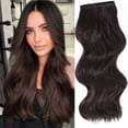thumbnail image 1 of GFDYREE Invisible Wire Hair Extensions, Dark Brown 20 Inch Long Wavy Hair Extension with Secure Clips, Chocolate Brown Natural Curly Hairpieces for Women, 1 of 6