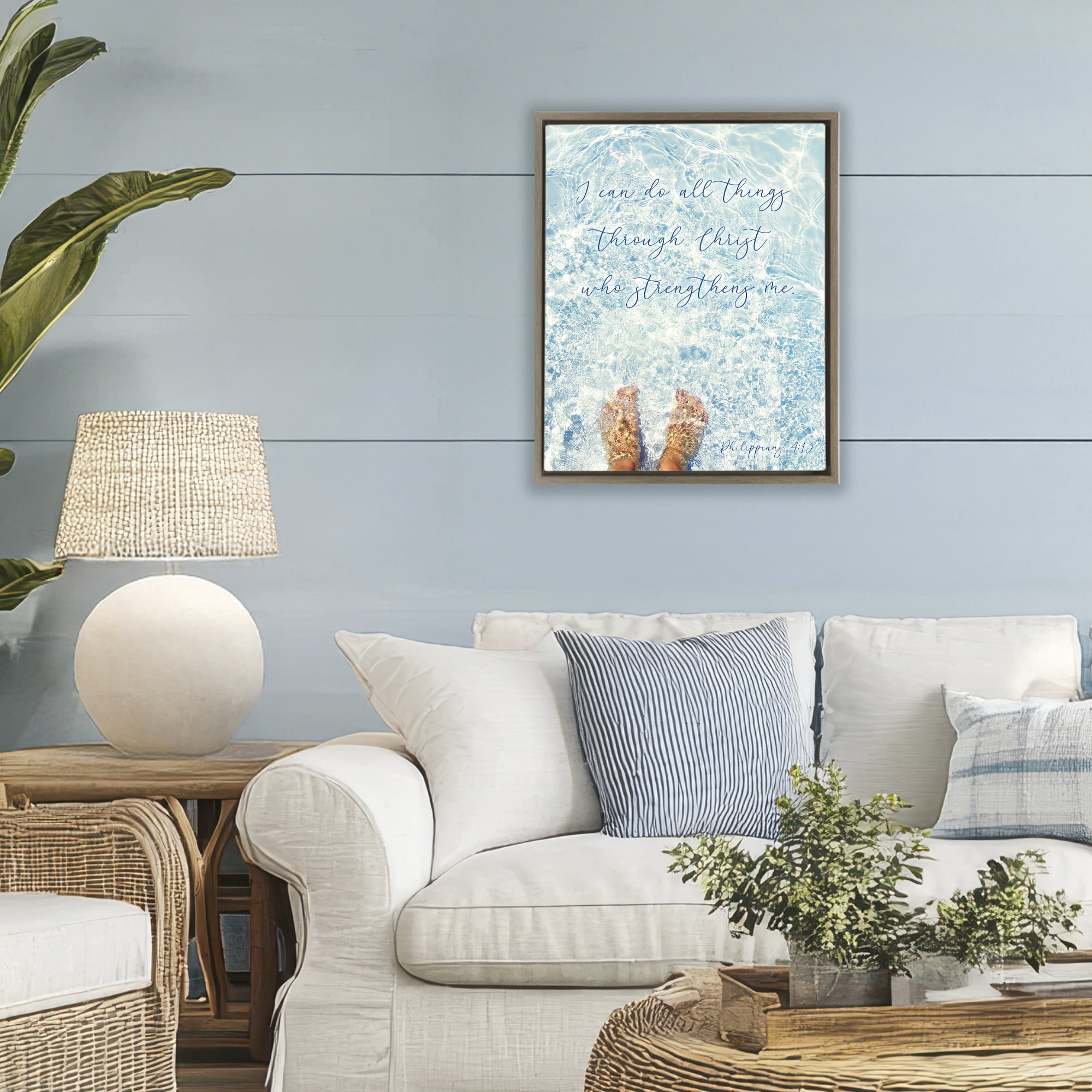 Stupell Industries I Can Do All Things Brown Framed Floater Canvas Wall Art, design by Sarah Jane