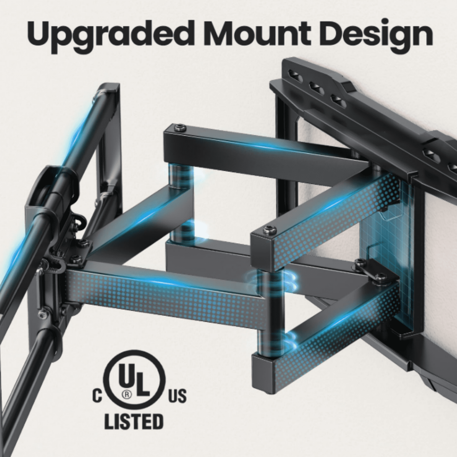 Listed Full Motion TV Wall Mount Bracket for Most 37-86 inch TVs, Swivel Tilt Extension Level TV Mount, Max VESA 600x400mm, Holds up to 132lbs & 16" Wood Studs with Hole Drilling Template