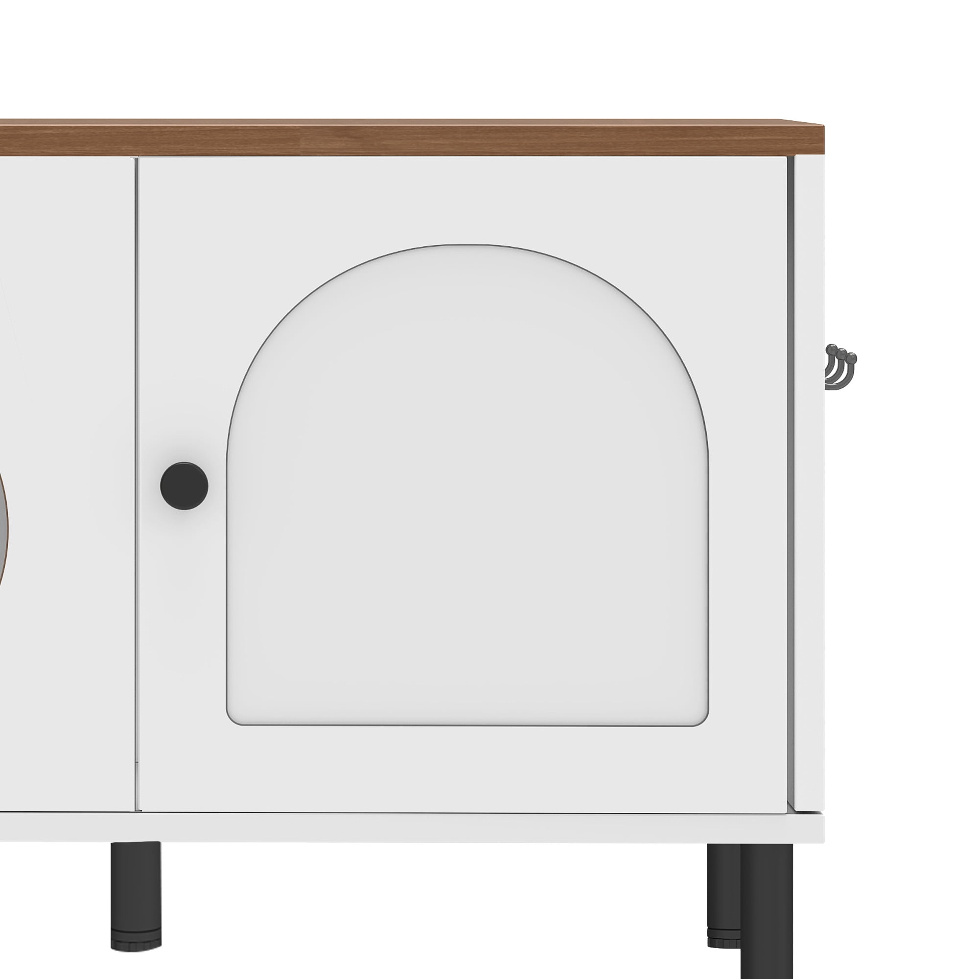 Dextrus Litter Box Furniture Hidden for 2 Cats,Large Wooden Cat Litter Box Enclosure with Double Room, Cat Washroom Furniture, End Table, White