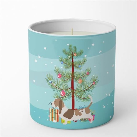 Carolines Treasures BB2920CDL 3.75 x 3.25 in. Unisex Basset Hound Merry Christmas Tree 10 oz Decorative Soy Candle