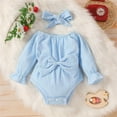 thumbnail image 2 of Otqutp Toddler Wedding Playsuit Baby Girls Romper Long Sleeved Bow Solid Color Harness Outside Bodysuit Romper Jumpsuit Clothes, 2 of 7