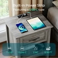 thumbnail image 4 of Linsy Home Nightstand for Bedroom with Charging Station, Farmhouse End Tables for Living Room with Drawer, Grey, 4 of 8
