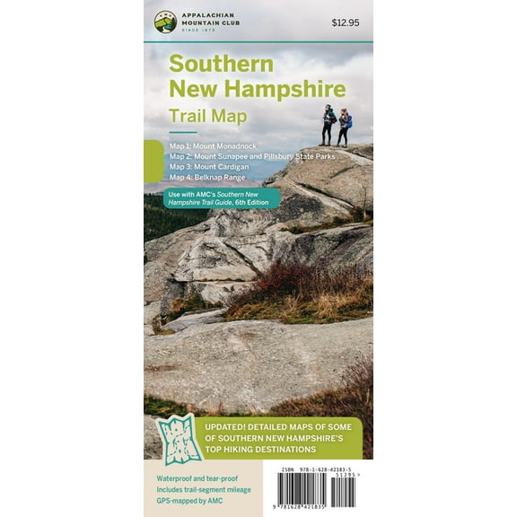 Southern New Hampshire Trail Map: Mount Monadnock, Mount Sunapee and Pillsbury State Parks, Mount Cardigan, and Belknap , (Paperback)