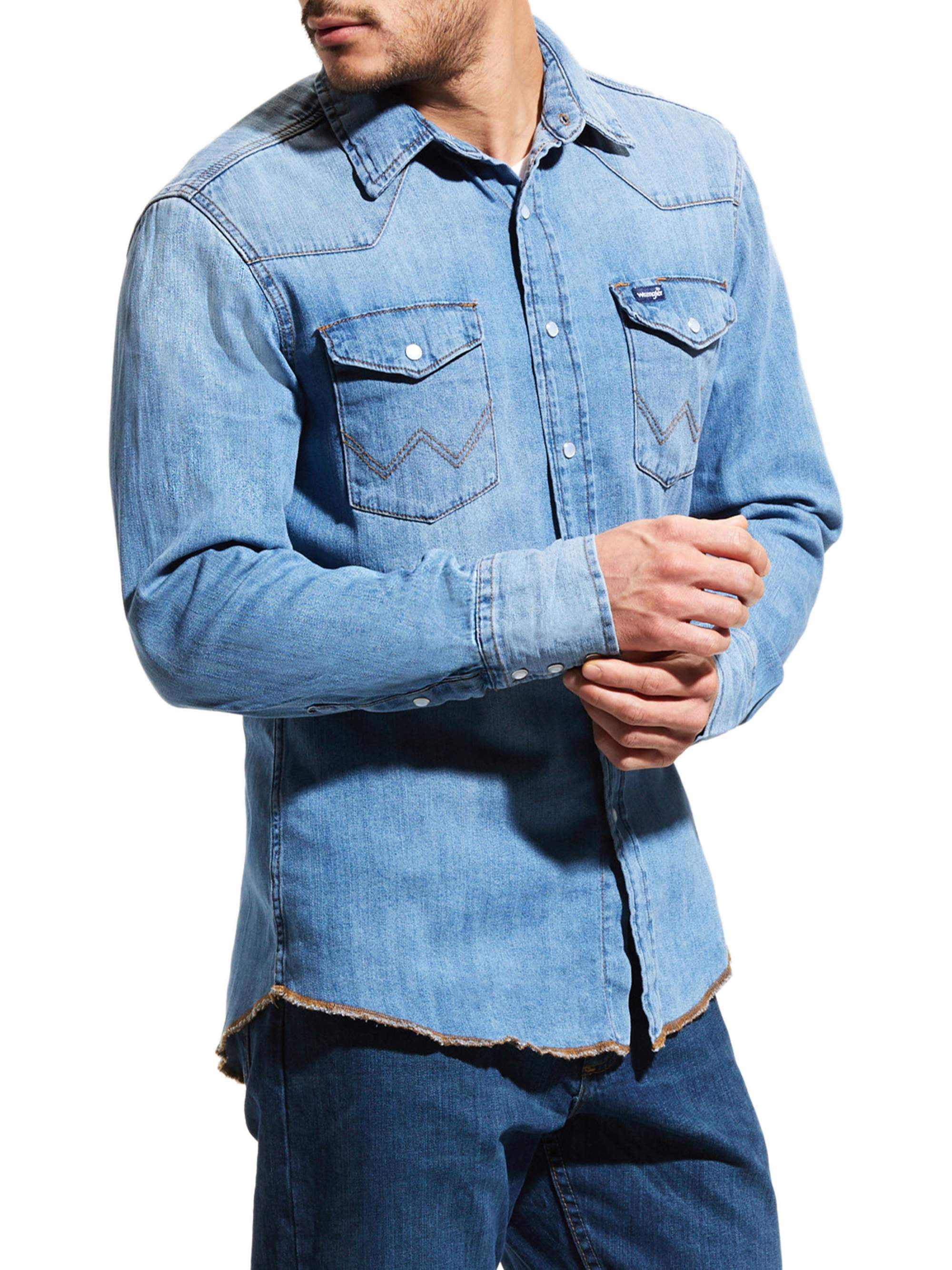 Wrangler Men's Long Sleeve Western Denim Shirt 