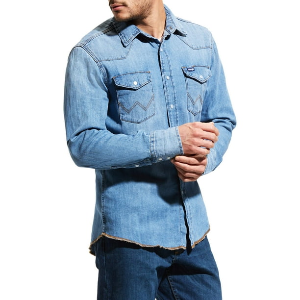 Wrangler Men's Long Sleeve Western Denim Shirt 