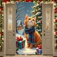 thumbnail image 3 of Orange Christmas Banner Snowy Scene Festive Display Plaid Scarf Gift Boxes Xmas Backdrop for Christmas Party Winter Holiday Photo Shoot, 3 of 9